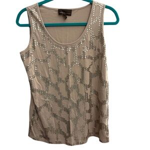 Dana Buchman Tan Sequin Embellished Tank Top